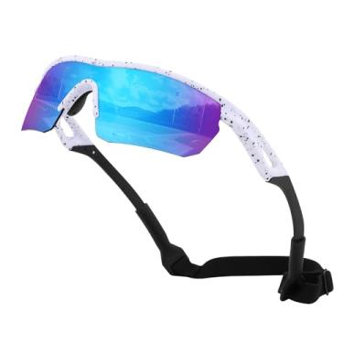 Imagem de FEISEDY Óculos de sol polarizados de beisebol infantil juvenil esportivo ciclismo armação leve UV400 meninos meninas B0236, 02 Manchas brancas e azuis, 67mm