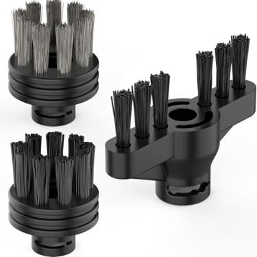 Imagem de CB-08C 1 escova de nylon, 1 escova de latão, 1 escova de argamassa para limpador a vapor, acessórios de limpeza a vapor de substituição para limpeza de azulejos, argamassa, grelha, piso, carro, trilho