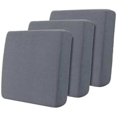 Imagem de SUBRTEX Conjunto de capa de almofada de cadeira superelástica, capa de almofada de sofá de elastano durável, capa de substituição para poltrona RV Dinette assento de barco (3 peças, pequeno, cinza