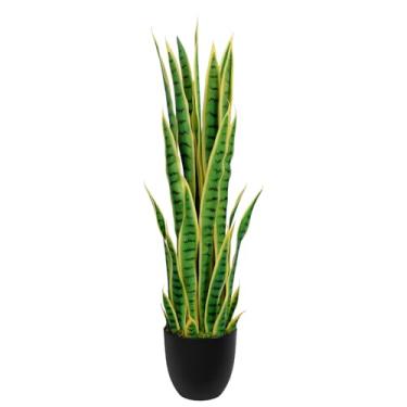 Imagem de Keeplush Planta de cobra amarela artificial de 91 cm de altura, plantas artificiais para ambientes internos e externos para decoração de canto, planta falsa Sansevieria em pé para casa, hotel, varanda