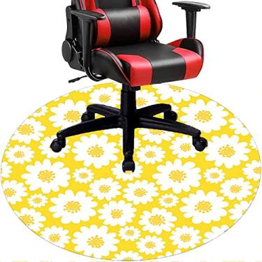 Imagem de Tapete de cadeira de escritório com flores, textura de flor, tapete de cadeira de mesa para piso de madeira de escritório em casa, protetor de piso de pilha baixa, redondo de 91 cm
