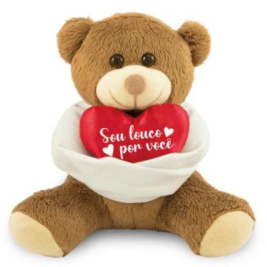 Imagem de Urso de Pelúcia Louco Por você 25cm Anti-alérgico - Toybrink, Marrom, 