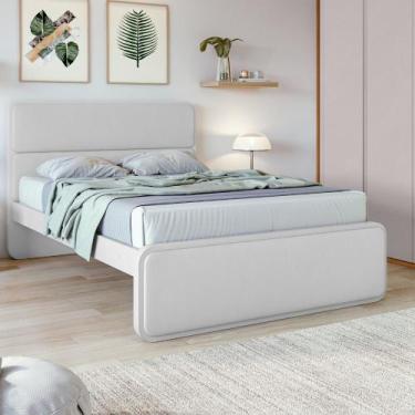 Imagem de Cama Casal 140cm MDF Loop Lopas, Branco/Korino Branco