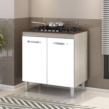 Imagem de Balcão Para Cooktop 4 E 5 Bocas 2 Portas Montana Elmo/branco Hr Móveis