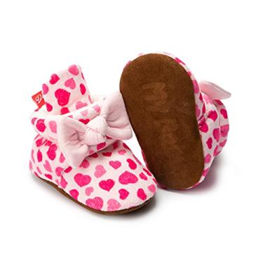 Imagem de Babelvit Botas de lã macia para bebês recém-nascidos meninos e meninas que ficam no bebê, meias antiderrapantes para crianças primeiros andadores, sapatos de inverno para berço, 0203 Rosa, 0-6 Months Infant