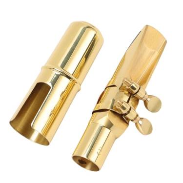 Imagem de SPYMINNPOO Bocal de Saxofone Alto, Bocal de Bronze e Sax de Ponta de 5 Ponta Com Tampa de Metal e Ligadura