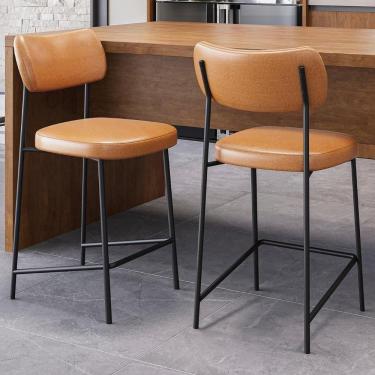 Imagem de Banqueta Cozinha Média Kit 2 Milli Sintético Caramelo A14 - Mpozenato