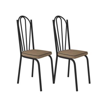 Imagem de Kit Com 02 Cadeiras 121 Preta Corino Rattan Artefamol