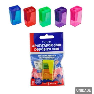 Imagem de Apontador de Plástico Simples com Depósito Color - Tudo em Caixa