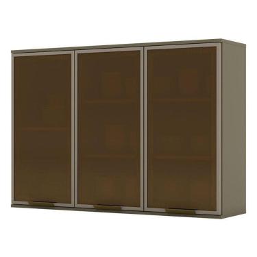 Imagem de Armário Aéreo évelin 3 Portas De Vidro 120 Cm Duna – Henn