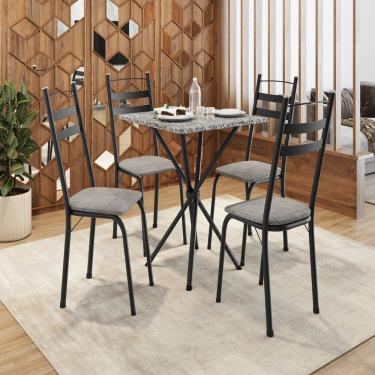 Imagem de Conjunto de Mesa com 4 Cadeiras Leia Preto/Grafiato/Ocre