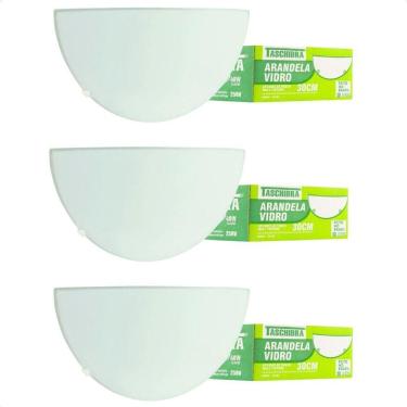 Imagem de Kit 3 Arandelas Jurerê Vidro Meia Lua E27 Taschibra
