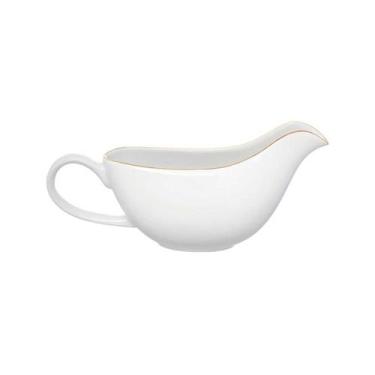 Imagem de Molheira de Porcelana Royal Branca c/Borda Dourada 450ml - Hauskraft