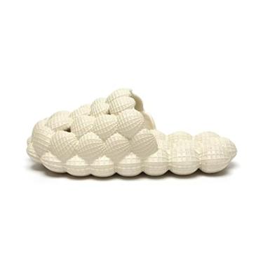 Imagem de Sapatilhas de bolha unissex para crianças, sapatos de bola de golfe de massagem, chinelos engraçados de lichia para spa, quarto, academia, chuveiro, praia, banho, Branco cremoso., 13-13.5 Little Kid