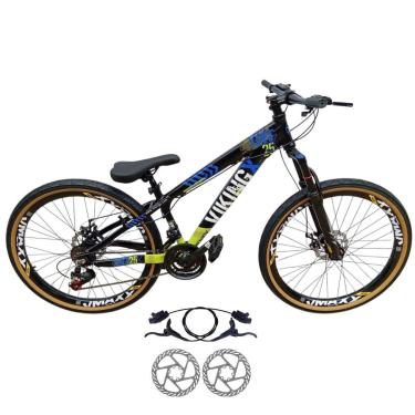 Imagem de Bicicleta 26 VikingX T25 21v Freios Hidraulicos Pneu Aro 26 Balão Faixa Amarela-Unissex