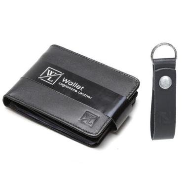 Imagem de Carteira Masculina Couro Legítimo Porta Cartão + Chaveiro - Iza Tonell