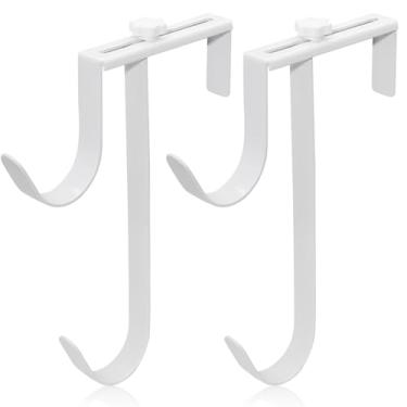 Imagem de Uenhoy Pacote com 2 ganchos de cerca de piscina duplos para equipamentos de piscina, gancho ajustável para poste de piscina, ganchos de metal para mangueira de escumadeira e acessórios de piscina