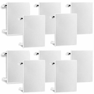 Imagem de Kit 10 Arandelas Som Ambiente Frahm Quadrada FR 6 pol 40W 8 Ohms Teto 