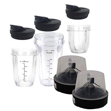 Imagem de 2 lâminas de substituição com engrenagem de plástico de 6 aletas na parte inferior (apenas barbatanas femininas) de conjunto de lâmina com copo e tampa de bico para nutri Ninja BL451 30 DOB/BL455 30