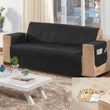Imagem de Protetor de Sofá Casa Dona Dupla Face 2 e 3 Lugares Preto