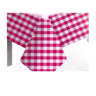 Imagem de Kit 10 Toalha De Mesa Xadrez Plástica 70x70cm Festa Junina E Decoração(Xadrez Branco/Pink,50 Unidades)