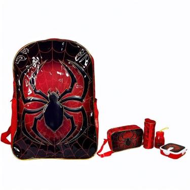 Imagem de Kit Mochila Escolar Infantil Homem Aranha Cor: Vermelho