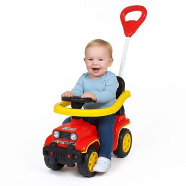Imagem de Quadriciclo Jip Infantil com Haste de Empurrar Carrinho de Passeio Mot