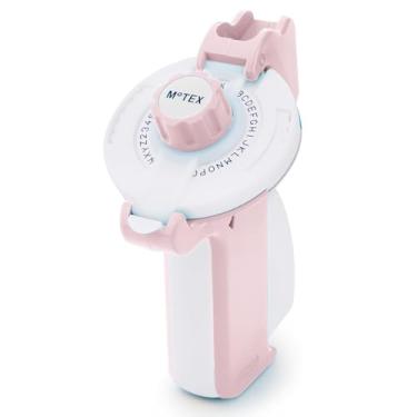 Imagem de Motex Máquina de etiquetas em relevo, ferramenta de etiquetagem, fabricante de etiquetas Old School, para gravação manual de etiquetas - E-202, (2 rodas e 1 fita de recarga incluídas, pronta para usar