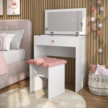 Imagem de Penteadeira Camarim Com Espelho Escrivaninha Infantil Com Banqueta
