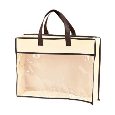 Imagem de Baoblaze Protetor de bolsa, bolsa protetora de poeira bege, organizador de armazenamento multifuncional para toalhas, lençóis, travesseiros, luvas e fronhas, 40x30x10cm