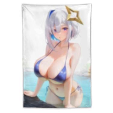 Imagem de LIEGBMEU Tapeçaria de biquíni sexy anime menina 101.6 cm x 152.4 cm interior exterior parede colcha arte decoração de tapeçaria caprichosa, AD42