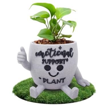 Imagem de Engraçado rosto vaso de cabeça interior, vaso de flores suculentas pequeno exclusivo, plantador de cacto fofo, decoração de casa interna, vaso de mesa de escritório, conjunto de presente de jardinagem