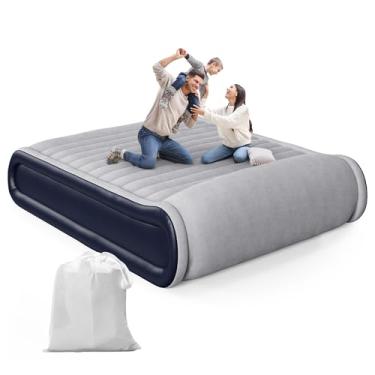 Imagem de Colchão de ar Queen com bomba embutida e travesseiro elevado, colchão inflável de conforto elevado de 43 cm, colchão inflável de autoinflação/esvaziamento rápido de 3 minutos com bolsa de
