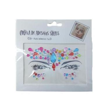 Imagem de Adesivo Para o Rosto Strass Colorido Cristal "Modelo 32" Festas Carnav