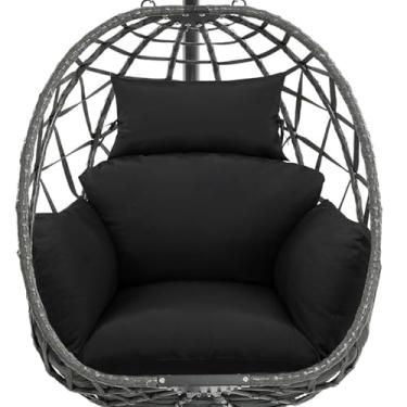 Imagem de Almofada de substituição para cadeira de ovo, almofada de cadeira de balanço de ovo à prova d'água espessa para móveis ao ar livre, almofada de cesta de rede de vime de vime com travesseiro de encosto