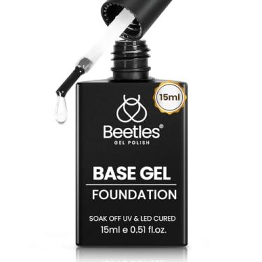 Imagem de beetles Gel Polish Base Coat 15 ml para esmalte de gel de imersão LED lâmpada de unhas fórmula atualizada de longa duração faça você mesmo casa e salão de unhas