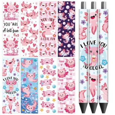 Imagem de Peacoblue Adesivo de transferência UV DTF para canetas hexagonais salamande - 48 peças à prova d'água impressão HD UV DTF caneta decalques adesivos para caneta lápis personalizada faça você mesmo