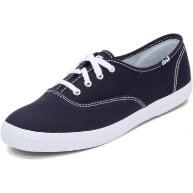 Imagem de Keds Tênis feminino Champion de lona com cadarço, Lona azul marinho, 11 X-Wide