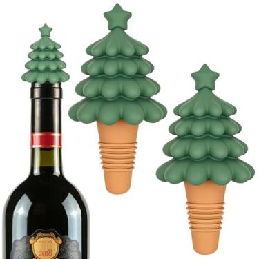 Imagem de JANKINGS Rolhas de vinho para árvore de Natal – Rolha de garrafa reutilizável fofa para vinho, suprimentos para festas de fim de ano, economia de vinho decorativa divertida para presentes de Natal e