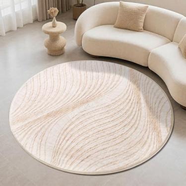 Imagem de Carvapet Tapete redondo de imitação de juta - Tapete circular lavável com aparência de juta de 1,2 m com base de borracha antiderrapante, tapete dobrável resistente a manchas para sala de estar