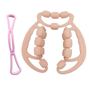 Imagem de predolo Rolo de Relaxamento de 24 Rodas, Grampos Circulares Resistentes para Pernas, Relaxante Muscular, Rolo de Perna, Ferramenta de Massagem para Exercícios, Rosa