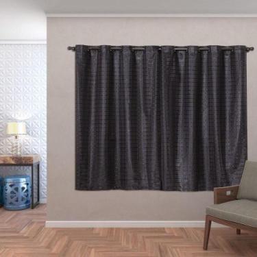 Imagem de Cortina Blackout Pvc Com Tecido Voil Xadrez 2,80 M X 1,60 M - Preto. -