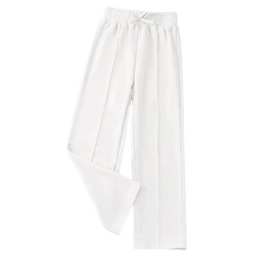 Imagem de Calça de moletom para corredores RoseSeek, branca, 9Y, cintura alta