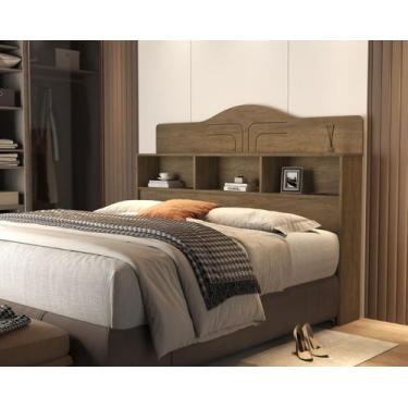 Imagem de Cabeceira Cama Box Queen Casal 1,60m com 3 Nichos 100% MDF Prateleira 