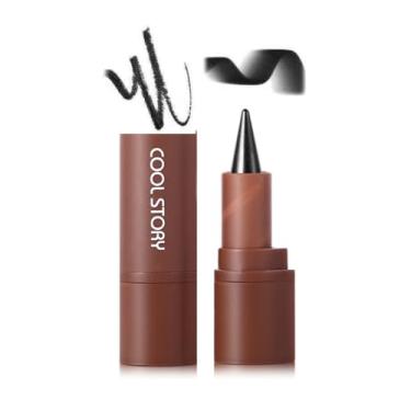 Imagem de COOL STORY Delineador labial fosco e forma de giz de cera de batom e ponta afunilada para um contorno perfeito e efeito gradiente à prova d'água, delineador, lápis labial 3 em 1, preto nº 7