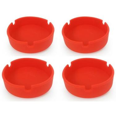 Imagem de Kit 4 Cinzeiro De Silicone Redondo Resistente Lavável Não Queima e Não