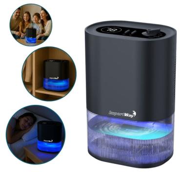 Imagem de Desumidificador Antimofo Secar Ar Elétrico 2000ml Led Lâmpada Ambiente 7 Cores Preto Importway