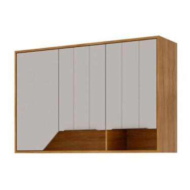 Imagem de Armário Aéreo Celeste 120 cm com 3 Portas - MGM Móveis, Cinamomo/Off W