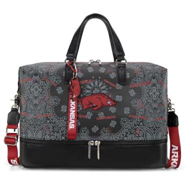 Imagem de Montana West X NCAA Bolsa de Viagem Dobrável Bolsa de Ginástica Impermeável Bolsa de Fim de Semana para Homens ou Mulheres com Alça de Ombro Ajustável, Afu-preto