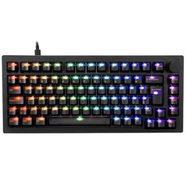 Imagem de TECLADO AKKO CLEAR BLACK MODELO 5075S ABNT2 PRETO SWITCH V3 PRO MATCHA GREEN